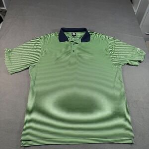 FootJoy FJ Golf Polo Shirt Mens XL Green Black Stripe Performance DryJoy